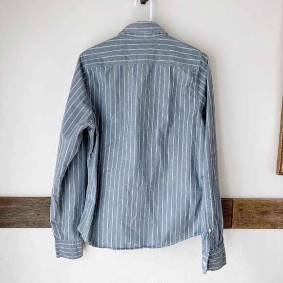 Abercrombie & Fitch Mens Muscle Shirt Button Down Moose Pinstripe M Blue - Picture 3 of 8